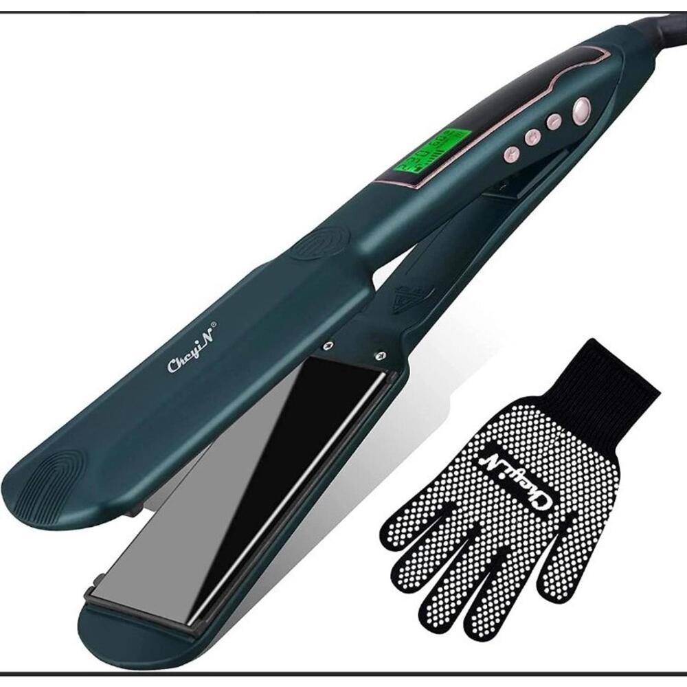 CkeyiN Wide Plate Hair Straightener 1.75" Flat Iron With 19 Temperatures LCD NEW